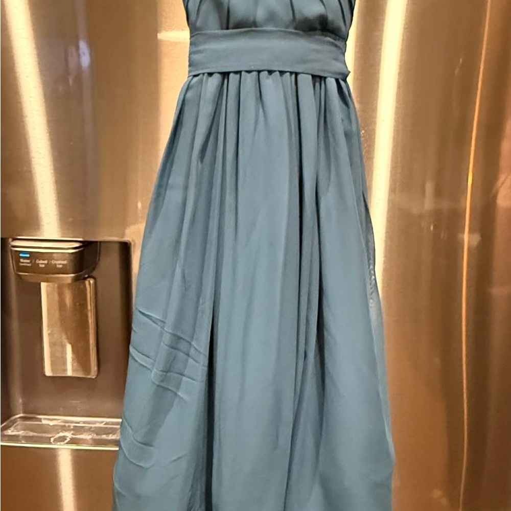JJ’s House: A-line Halter Asymmetrical Chiffon Junior Bridesmaid Dress. Size J6